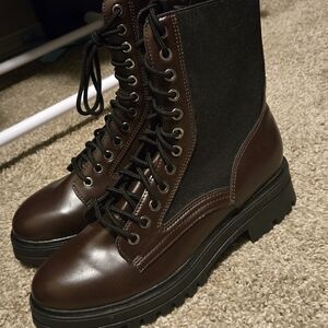 Stylish Brown and Black Combat Boots